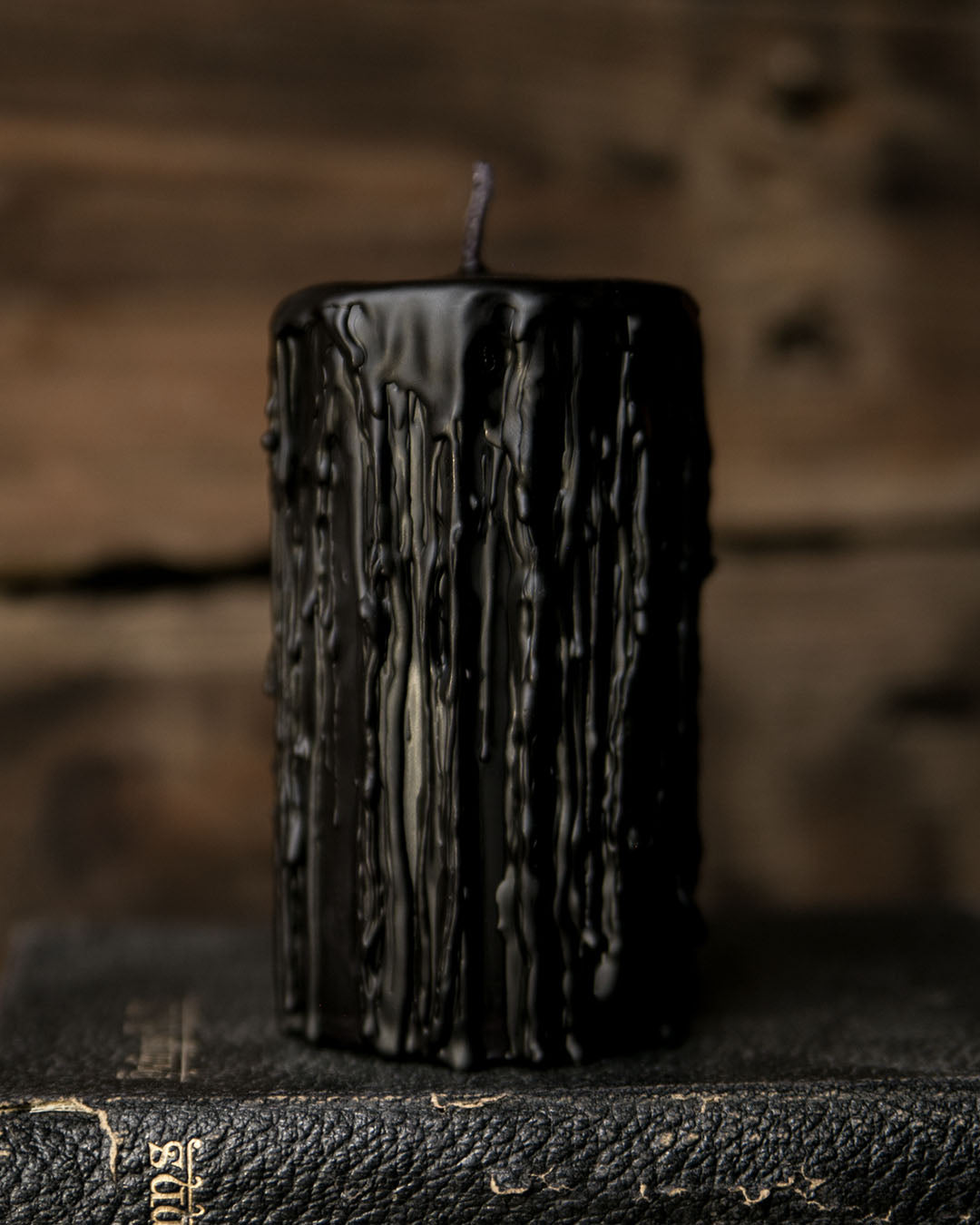 Black Beeswax Pillar Candle