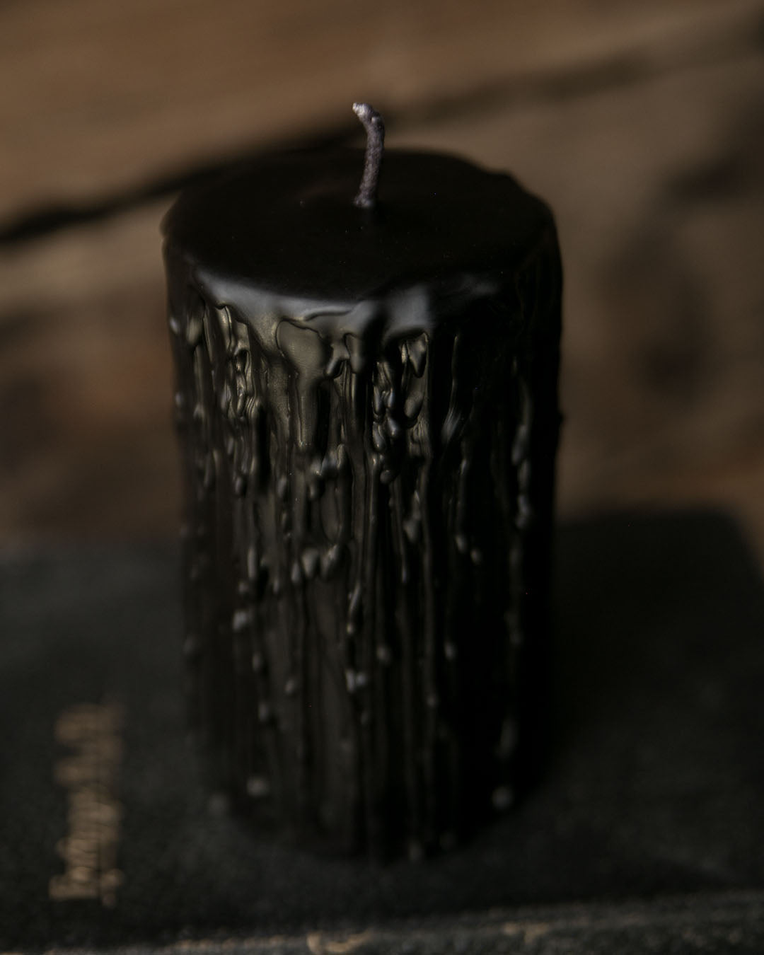 Black Beeswax Pillar Candle
