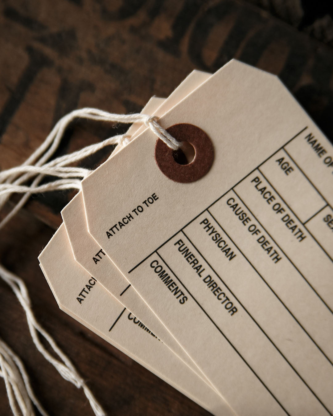 Toe Tag Sample Mortuary Toe Tags – Circe Curio