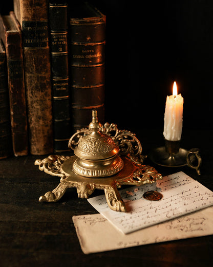 Vintage Brass Inkwell