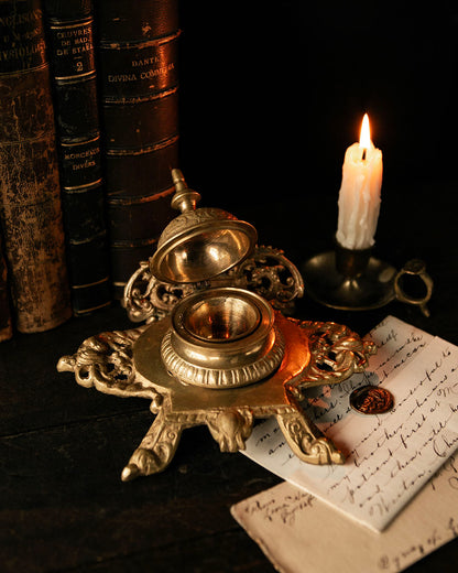 Vintage Brass Inkwell