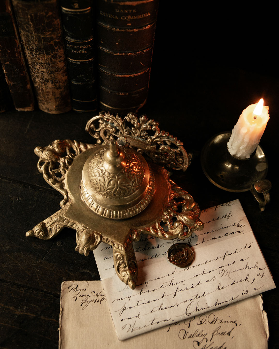 Vintage Brass Inkwell