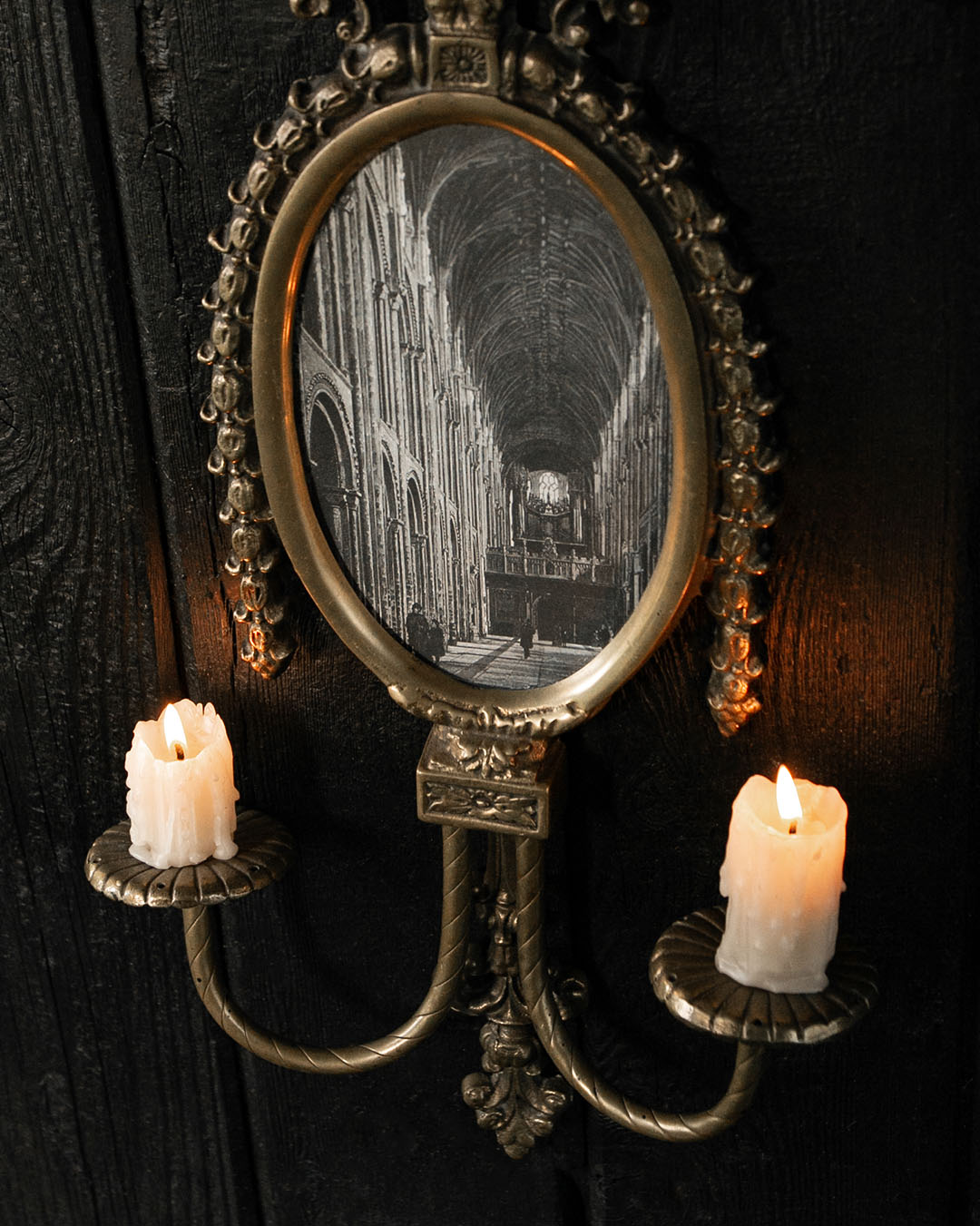 Ornate Frame & Candle Sconces