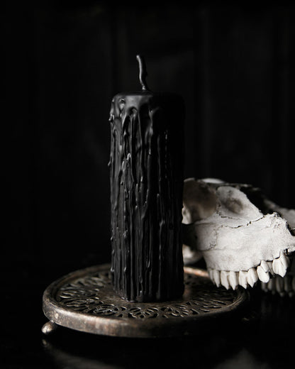 Black Beeswax Pillar Candle